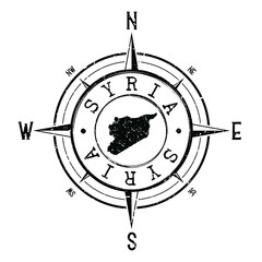 Syria Stamp Map Compass Adventure. Illustration Travel Country Symbol. Seal Expedition Wind Rose Icon.