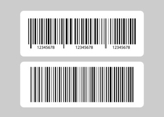 Realistic barcode icon on grey background