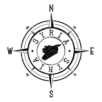 recommend clip art: Syria Stamp Map Compass Adventure. Illustration Travel Country Symbol. Seal Expedition Wind Rose Icon.