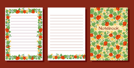 Template for to-do list, schedule, organizer or notebook with cover. Set of agenda blank lists for daily planning with pumpkins, flowers and leaves  illustrations. Vector illustration in flat style.