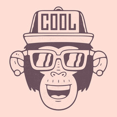 Monkey face flat vector Illustration.