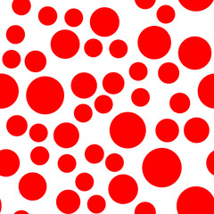 Seamless pattern with red circle on white background