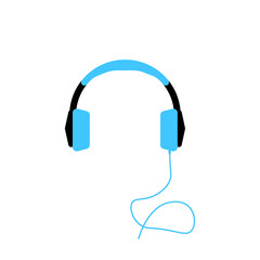 Blue headphones Icon isolated on white background