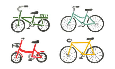 手書き風いろいろな自転車のイラスト