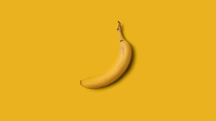 Banana in yellow background