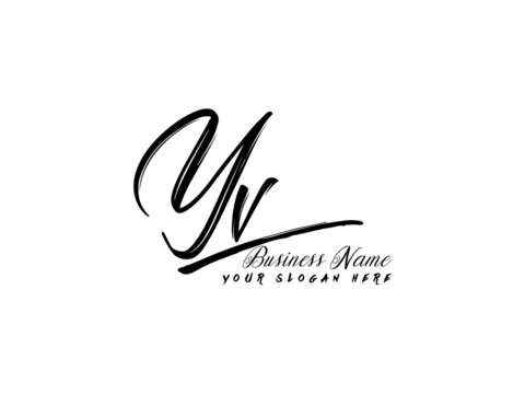 Brush YV Letter Logo, monogram yv logo icon vector for business
