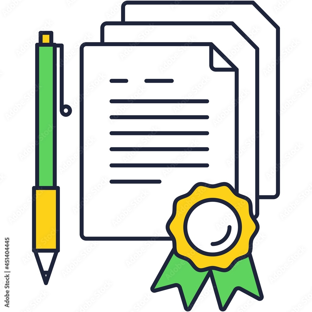 Poster contract icon with pen for signature vector