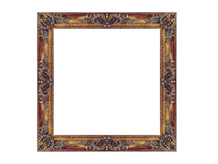 golden vintage frame isolated on white background