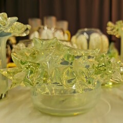 Glass objects Glass vases Glass dishes Colored glass