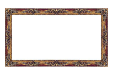 golden vintage frame isolated on white background