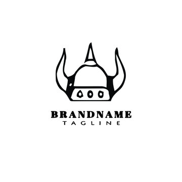 barbarian helmet logo icon design template black vector illustration