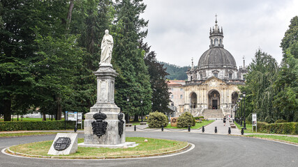 Loyola, Spain - 14 August 2021: Exterior views of the Sanctuary of Loyola Basilica, Basque Country, Spain