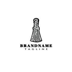 brush of barber cartoon logo icon design template black vector illustration