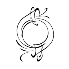 ornament 1932. decorative round abstract element with swirling in black lines on a white background. logo