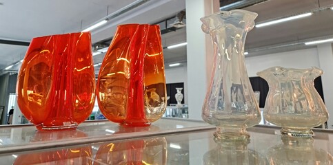 Glass objects Glass vases Glass dishes Colored glass