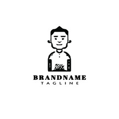 barman cartoon logo icon template black vector illustration