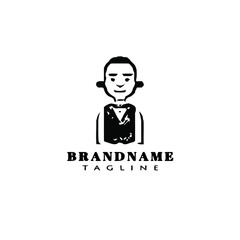 barman cartoon logo icon design black vector illustration