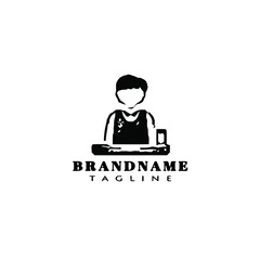 simple barman cartoon logo icon design template black vector illustration