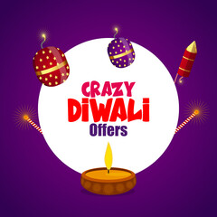 Crazy Diwali Offers Banner Vector Art 