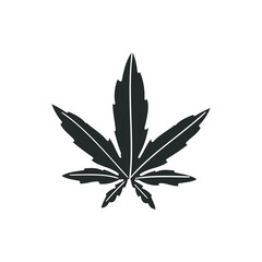 Cannabis Leaf Icon Silhouette Illustration. Marijuana Vector Graphic Pictogram Symbol Clip Art. Doodle Sketch Black Sign.