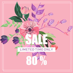  Sale banner, time to shopping, online shopping landing page, E-commerce, vector illustration. Special offer mega sale banner background template. Sale banner template design.