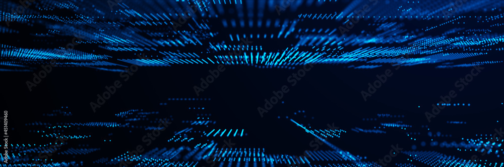 Aufkleber digital background with moving glowing particles. futuristic hi-tech illustration. concept of data t