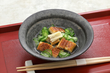 Uzaku, grilled eel and cucumber salad, japanese cuisine