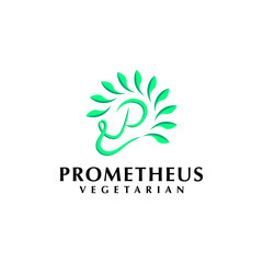 minimalist and modern logo concept with initial for vegan, vegetarian, plant, and environment company
