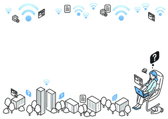 テレワークのトラブルイメージのフレーム