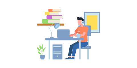 Online Conference. Group video chat. Remote team work. Flat Style. Diverse people participating in the online conference call. Friends meeting up online. Team working from home via videocall