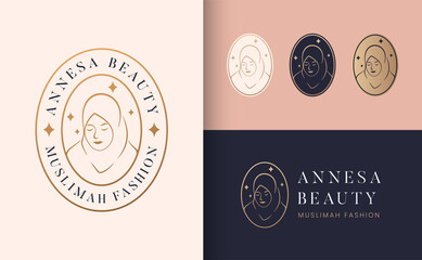 logo muslimah hijab line art fashion logo design