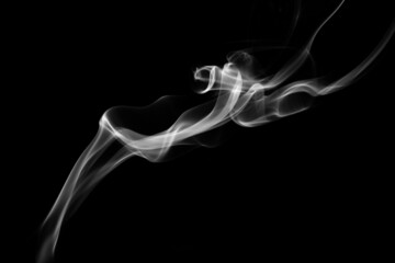 Smoke, clouds in a black background.
