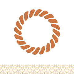 お正月に幸せを祈って飾るしめ縄。和柄のパターン。白地にカラーのベクターイラスト。