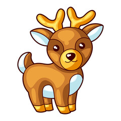 Obraz premium Illustration of deer. Sweet Merry Christmas item. Cute symbol in cartoon style.