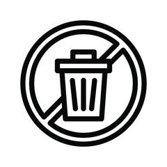 no littering line icon illustration vector graphic