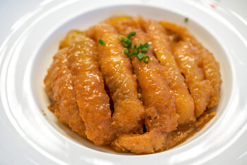 A delicious Chinese dish, braised pork with taro