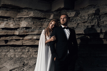 Fototapeta na wymiar Fashion portrait of a bride and groom, Wedding couple