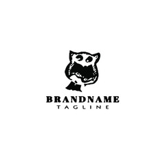 owl cartoon logo icon design template black cute illustration