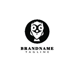 owl cartoon logo icon design black vector illustration