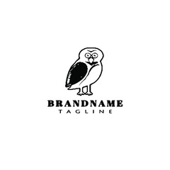 owl cartoon logo icon design cute black vector illustration