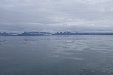 view of the arctic ocean and arctic mountains in north pole svalbard