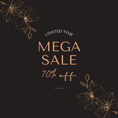 Sale banner, time to shopping, online shopping landing page, E-commerce, vector illustration. Special offer mega sale banner background template. Sale banner template design.