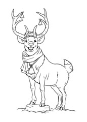 Rudolph the Red-Nosed Reindeer. Christmas template for coloring.