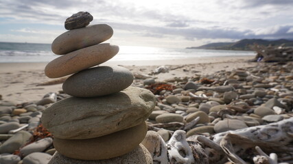 stack of stones on beach