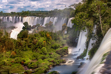 Iguazu falls, waterfall in Argentina with a lot of water - 451420039