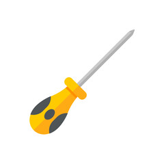 Hand tools vector. yellow Phillips screwdriver For screwing the screws to assemble wooden pieces.