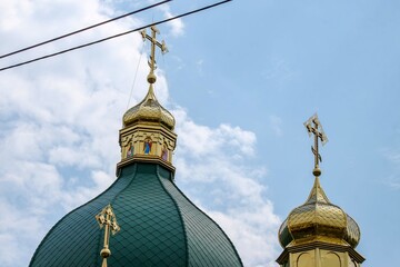 Green roof of the Ukrainian Greek Catholic Church. Ukraine, Ternopil.