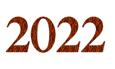 2022 new year numbers, Tiger skin texture New Year symbol Watercolor texture, Lettering