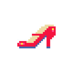 Red shoe. Pixel art shoes icon set. Women's accessories. Isolated vector illustration. Design for stickers, logo, embroidery, mobile app.