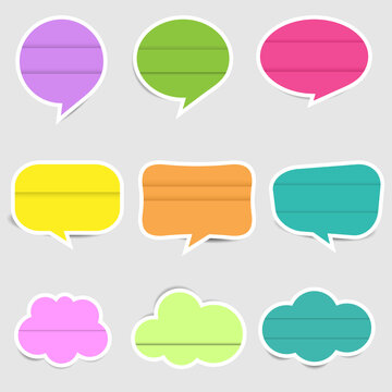 Set of colorful speech text labels